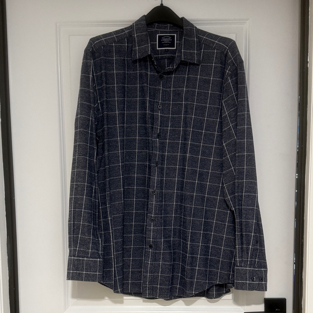 Charles Tyrwhitt Dark Blue Plaid Shirt